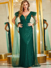 Mesh Insert Sequin Prom Dress